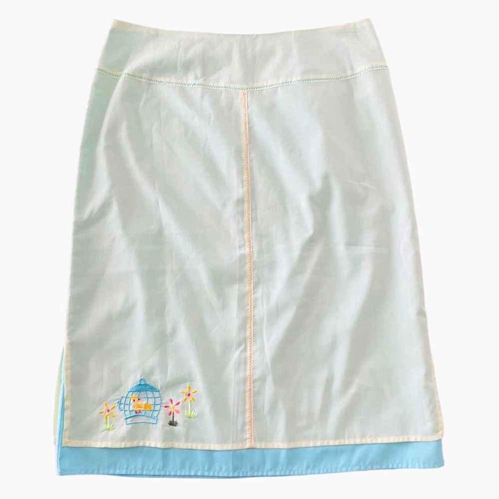 90s Y2k Beverly Mehe Canary Embroidered Skirt - Picture 10 of 10